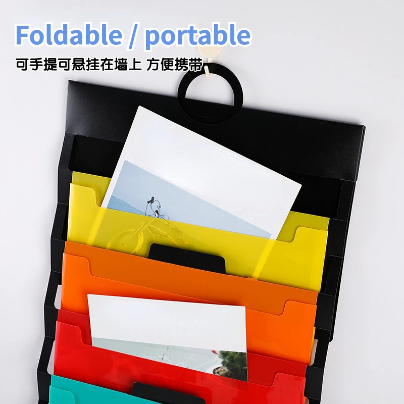 Hangable 6-layer File Bag Receipt Folder high-capacity Accordion Folder Multifunctional Color File Case Waterproof Document Bag