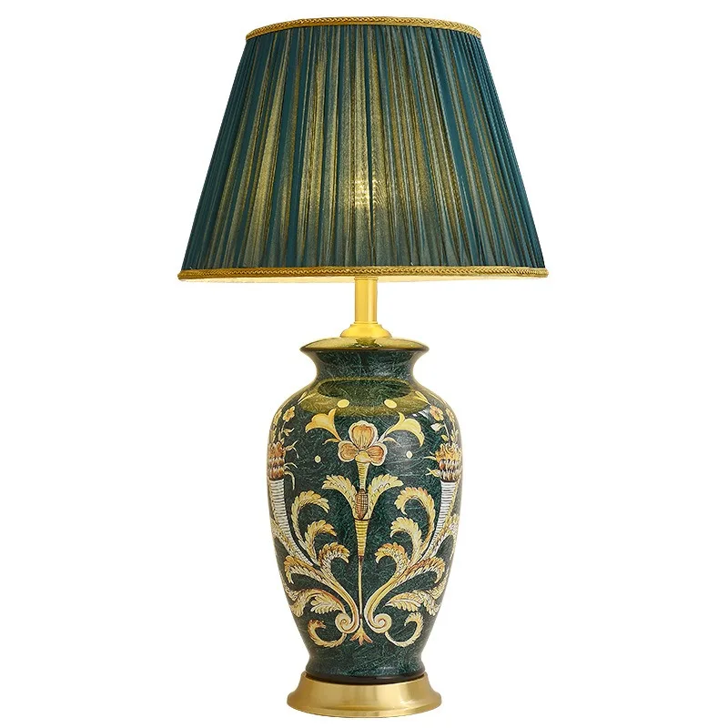 American Nordic all-copper ceramic table lamp, living room sofa corner few household decorative lamps, bedroom bedside