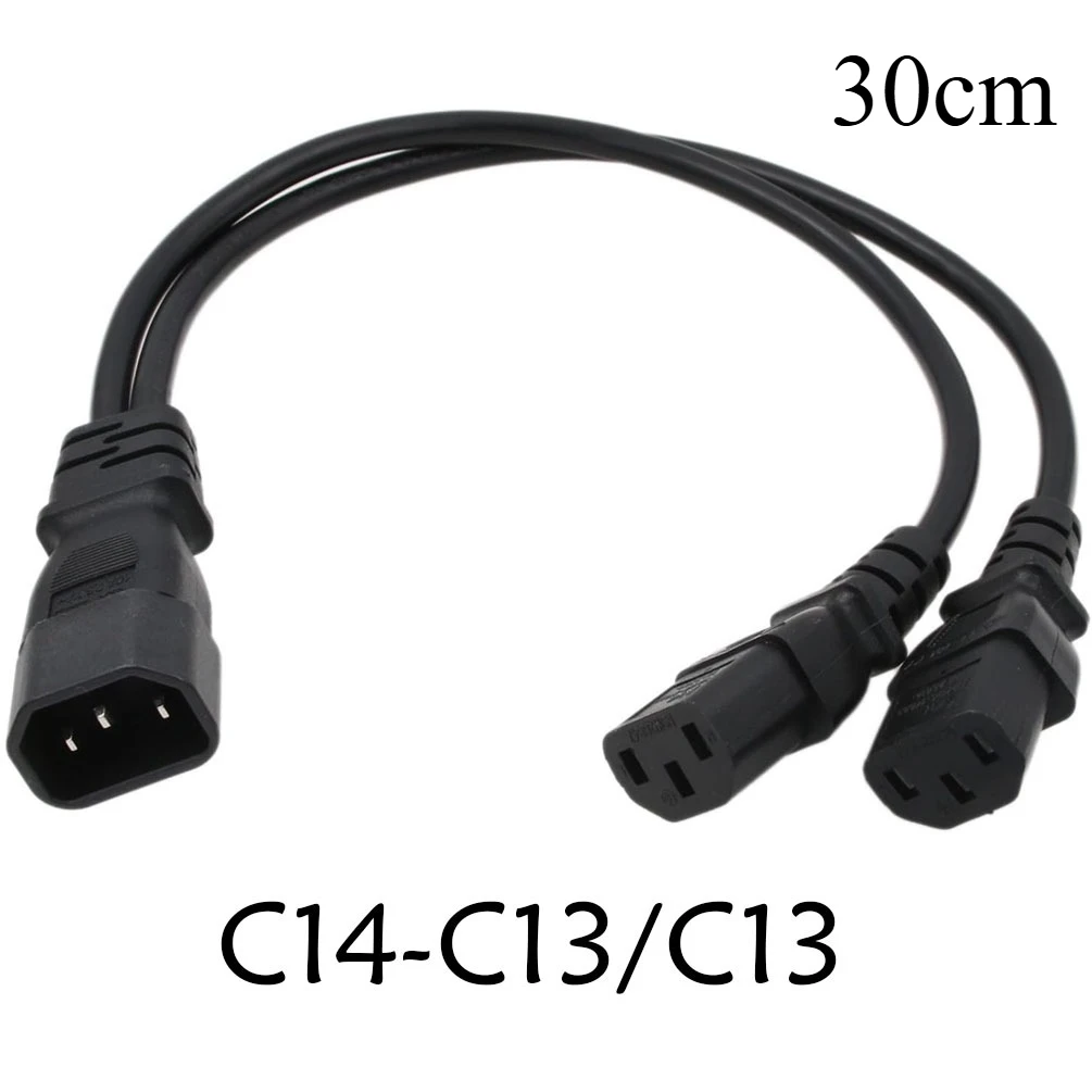 30CM IEC C14 to Dual C13 Adapter 1-to-2 Female Cord Power Y Splitter Cable-Perfect for Computer Printer&Data Center Power Supply