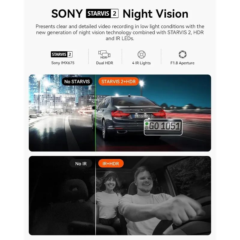 Dash Cam Front and Inside, 5G WiFi Dual Dash Camera for Car with Starvis 2 HDR IR Night Vision