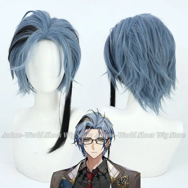 

Vtuber Nijisanjien EN7 XSOLEIL Hex Haywire Cosplay Wig Hex Wigs 33cm Short Dark Blue Gray Hair Heat Resistant Hair Wig + Wig Cap