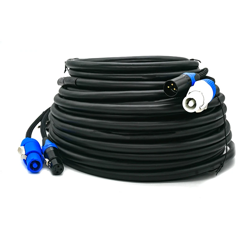 Powercon DMX كومبو كابل توصيل 1.5 متر 1 متر 2 متر 3 متر 5 متر 3 دبوس XLR & Power con كابل كومبي متوافق لتحريك الإضاءة الرأسية