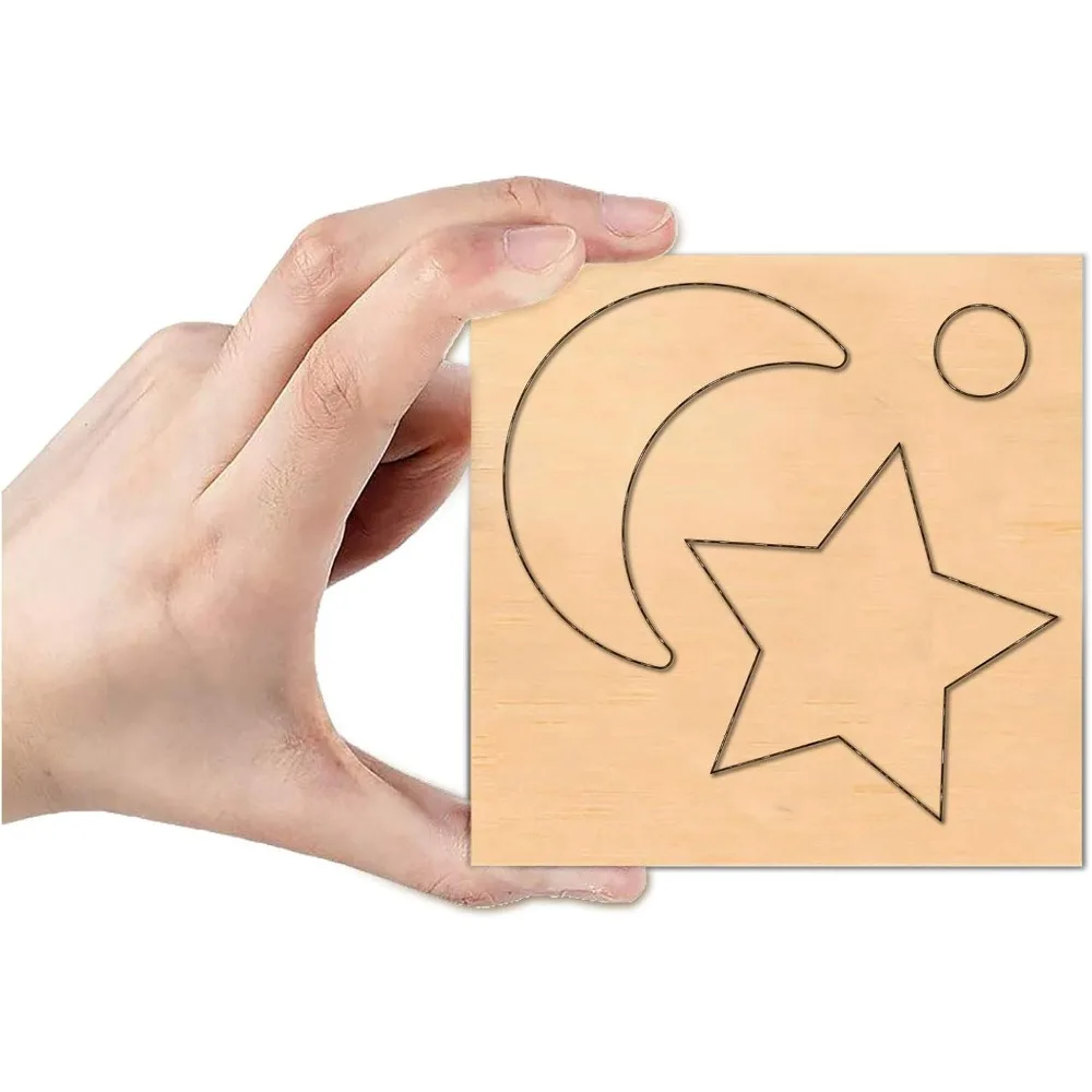 Scrapbook Embossing Wooden Die Cutting Leather Mold, Star/Moon Shape Cutting Mold for Earring Jewelry DIY Leather Crafts