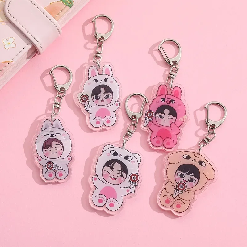 KPOP Anime Acrylic keychain accessaries Cartoon Car Bag Pendant Gift cute creative bag charm funny Friends Fans Gifts Keyring