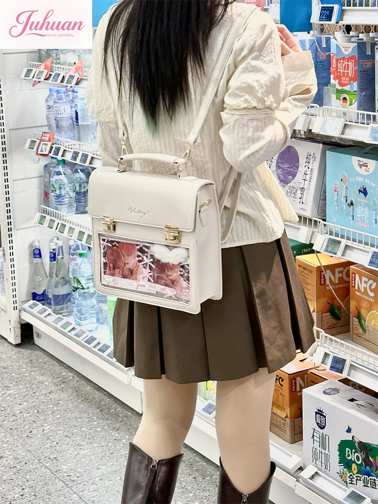 

Japanese Uniform Jk Shoulder Bags Women's Daily Versatile Transparent Bar Bags Lta Bag College Style Large Capacity Backpack