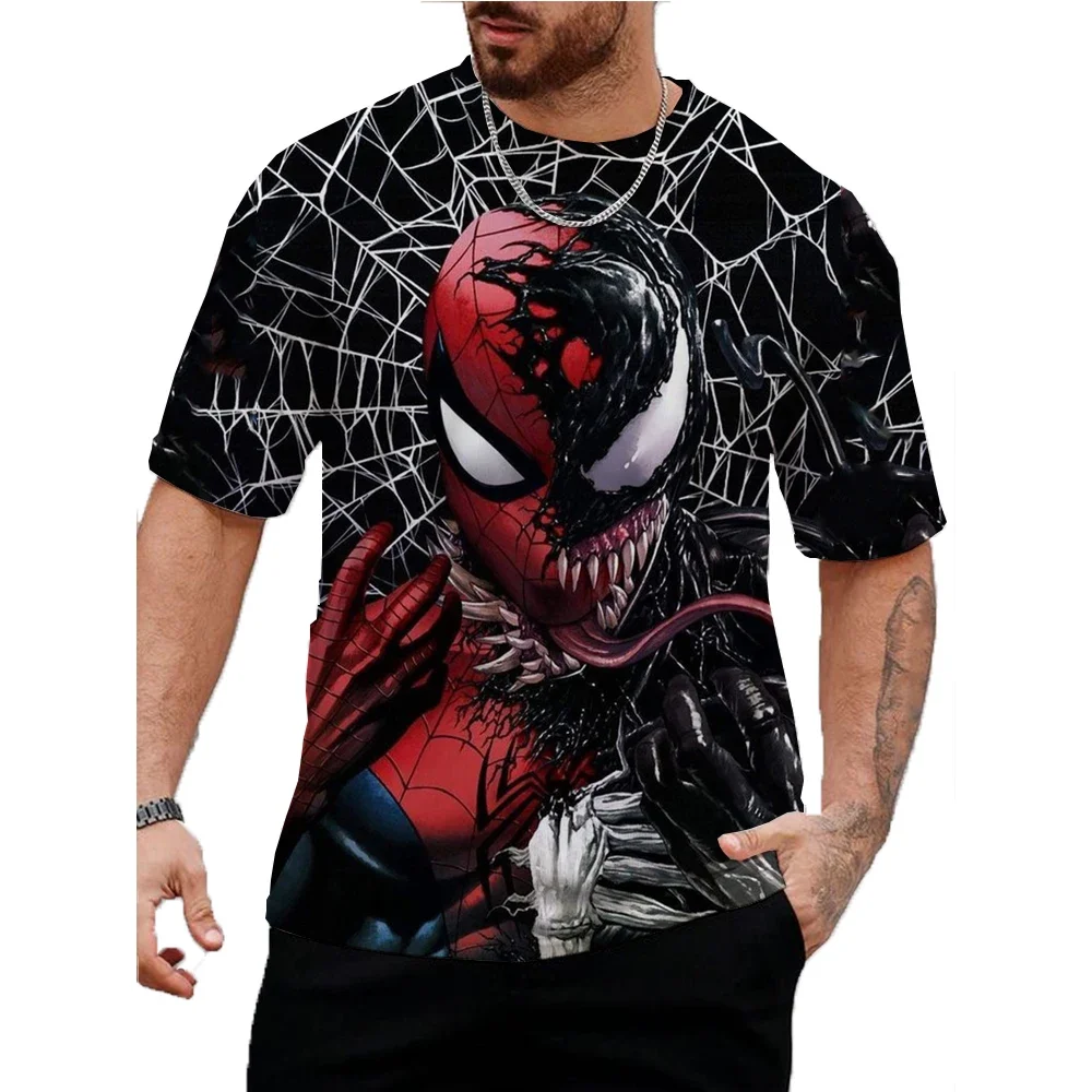 Spider-Man Venom Graphic Men's T-Shirt Summer Casual Printed T Shirts for Men Short Sleeve Tee Oversized Man Clothing Boys Tops