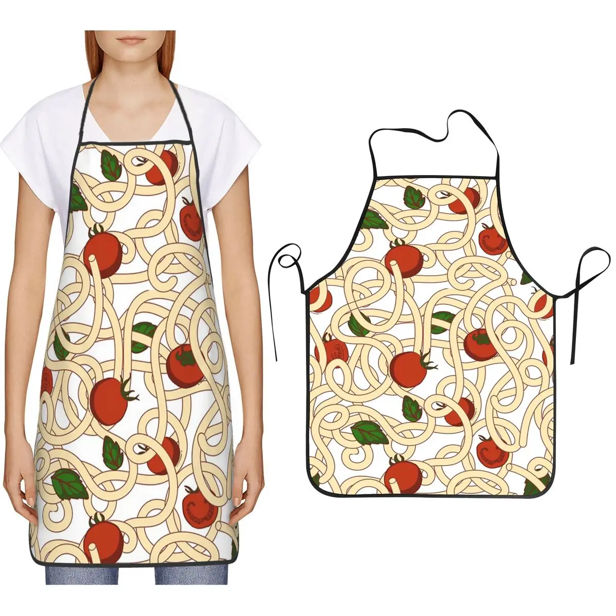Italian Pasta Spaghetti With Tomato Meatballs Aprons Chef Cooking Baking Tablier Bib Kitchen Cleaning Pinafore for Women Men
