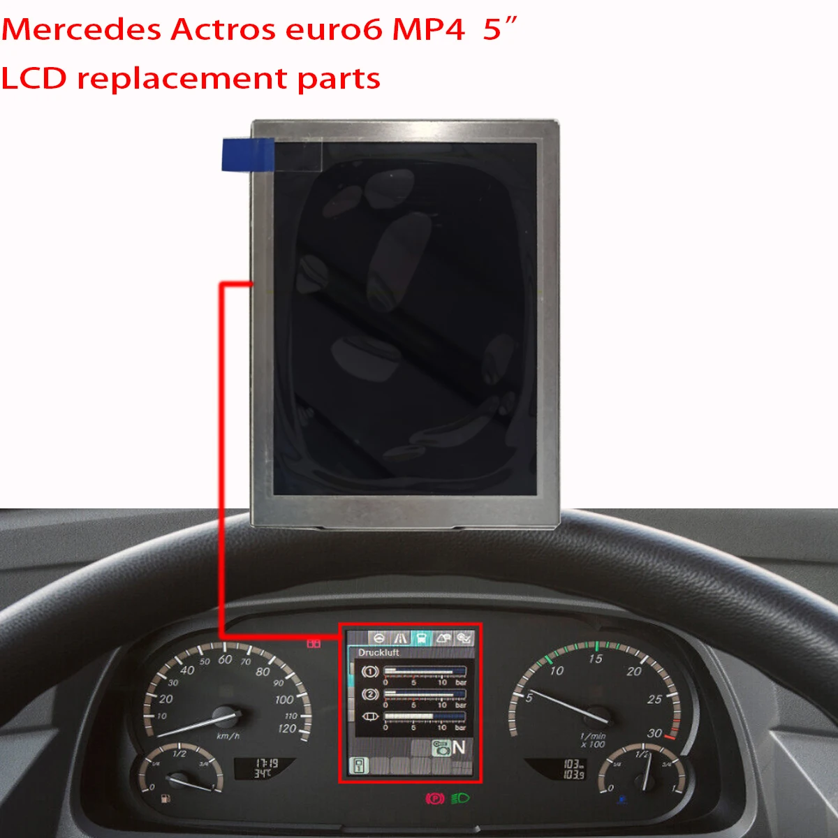 

5" LCD Display for Mercedes Actros MP4 Euro 6 Travego Instrument Speedometer A0104464621 A0094461321 A9614464821, A0104464621