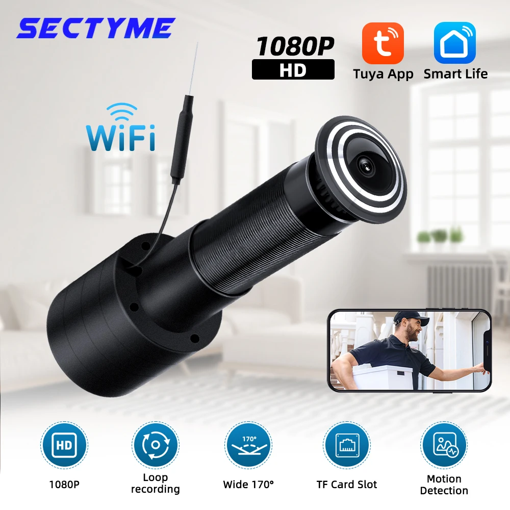 Sectyme 2.4G/5G Wifi 1080P Tuya Smart Life Peephole Door Eye Camera Video Motion Detection Door Viewer Home Security Protection