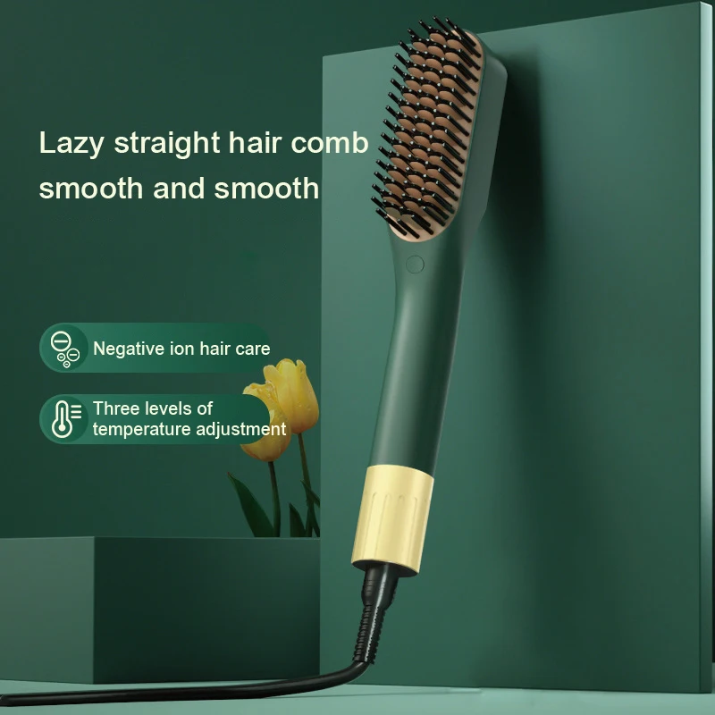 Nuevo Peine alisador de pelo profesional eléctrico, peine termostático de aire caliente recto y rizado para estilismo de mujer