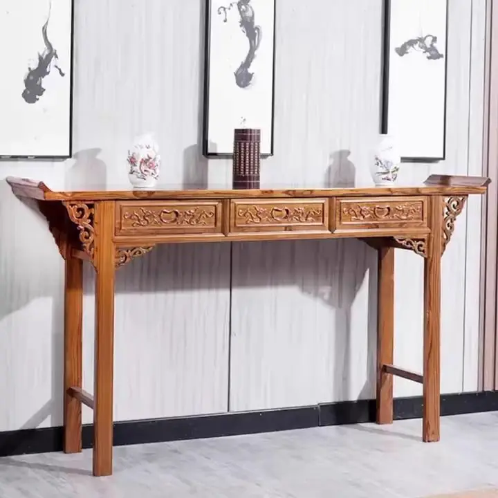 Solid wood strip table incense case household entrance table middle hall strip table