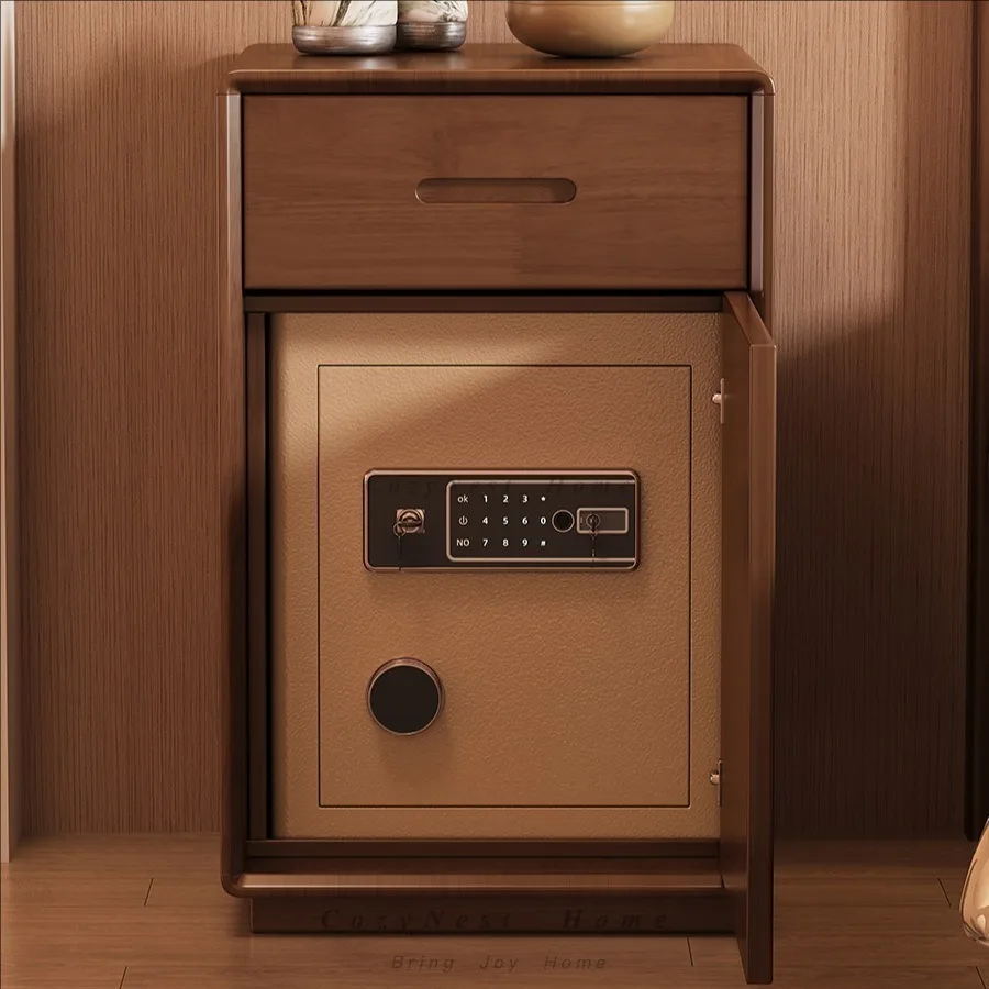 Solid wood bedside table, safe, integrated safe, household small smart fingerprint password, jewelry storage, safe deposit box