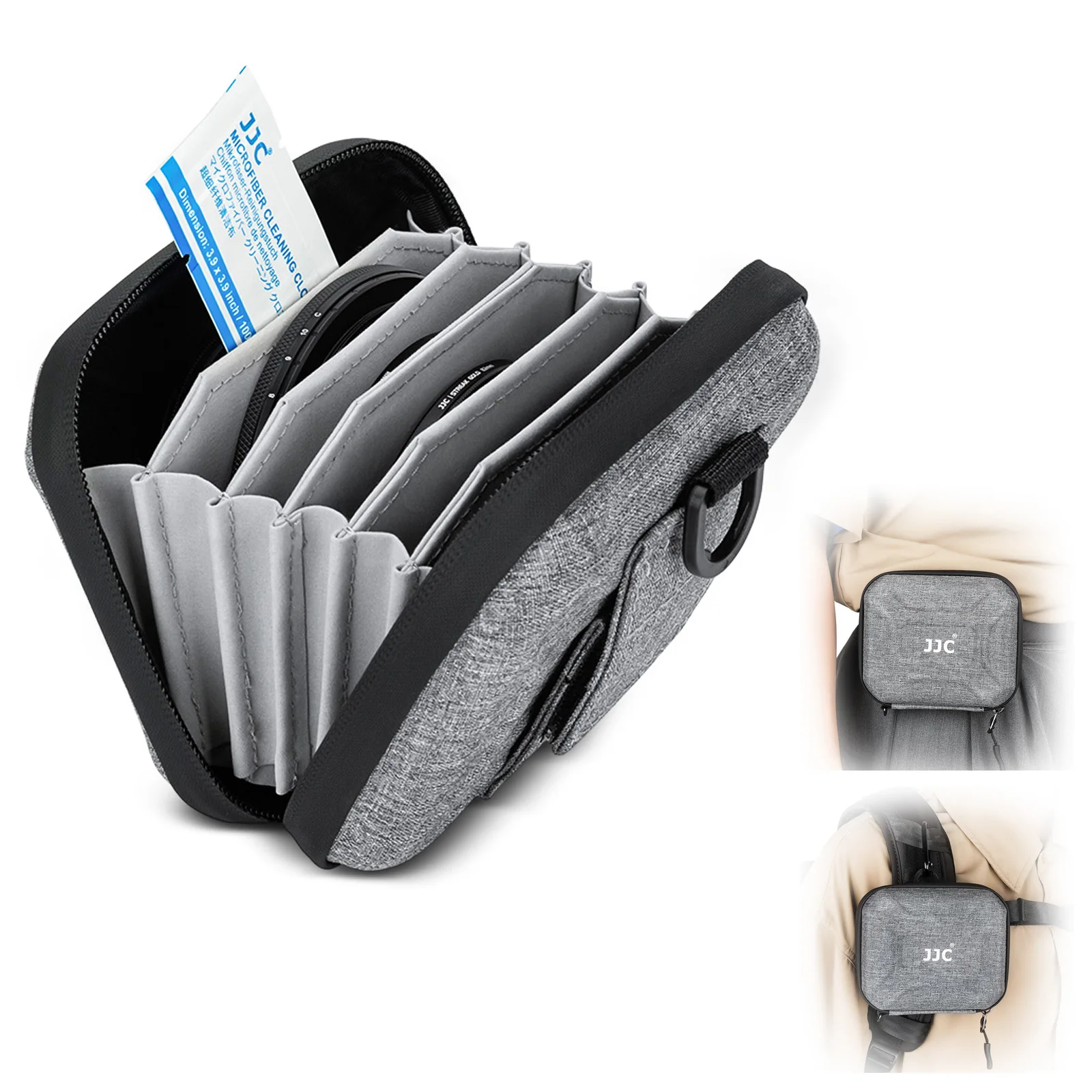 JJC 4 Pocket Filter Case for Circular Filter Up to 95mm W Belt Loop Dustproof Camera Filter Storage Wallet for ND UV CPL Filter