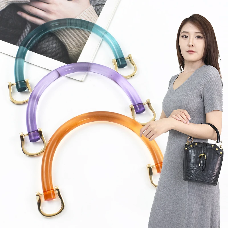 1/2/4Pcs U-shaped Acrylic Transparent Bag Handle Plastic Purse Frame Kiss Clasp Women Handbag Woven-bag Replace Bags Accessories