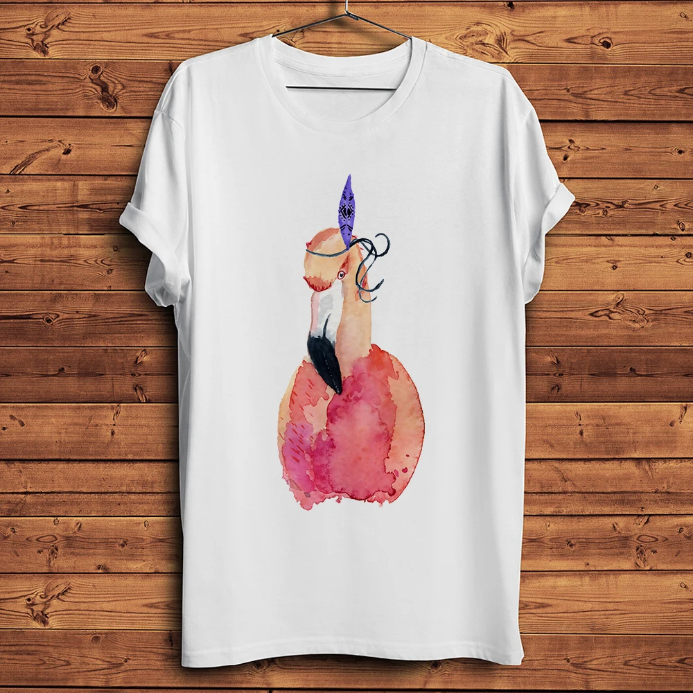 watercolor Artistic Flamingo funny tshirt men summer new white short sleeve casual homme t shirt unisex streetwear tee