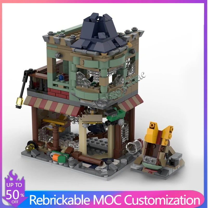 Set de Construcción de Calle y Casa de 624 Piezas, Versión Apocalipsis 3 en 1, MOC, Bloques de Construcción Modulares Personalizables, Juguete Creativo de Bricolaje para Niños, Regalo de Cumpleaños