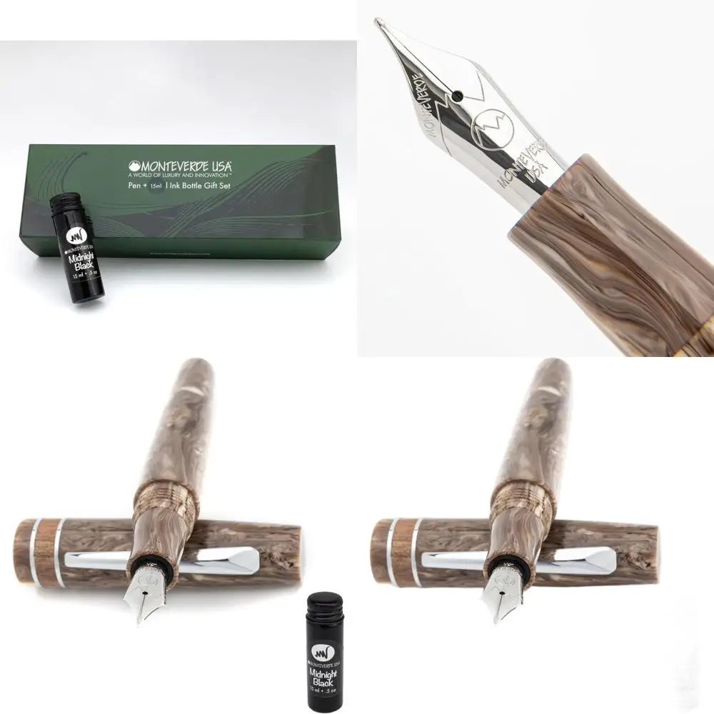 

Luxury Oversized Broad Nib Fountain Pen in Beige Swirl, with Free 15ml Ink, Ideal Writing Gift for Collectors and Professionals