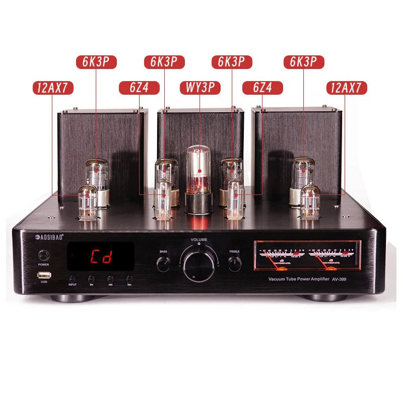 Integrated Tube Audio Power Amplifier 200W×2 Output Bluetooth 5.0 Professional Home Amplifier 2.1 Channel Optical Coaxial Input view 3