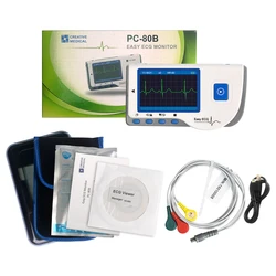 PC-80B Household Heart Ecg Monitor Continuous Measuring With Cable & Pads Color Screen