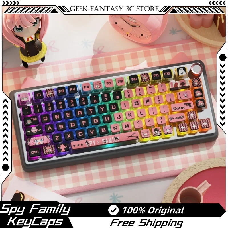 Spy Family Theme Keycaps 122 Keys Msa Profile Four Sided Transparent Pbt Thermal Sublimation Mechanical Keyboard Anime Keycaps