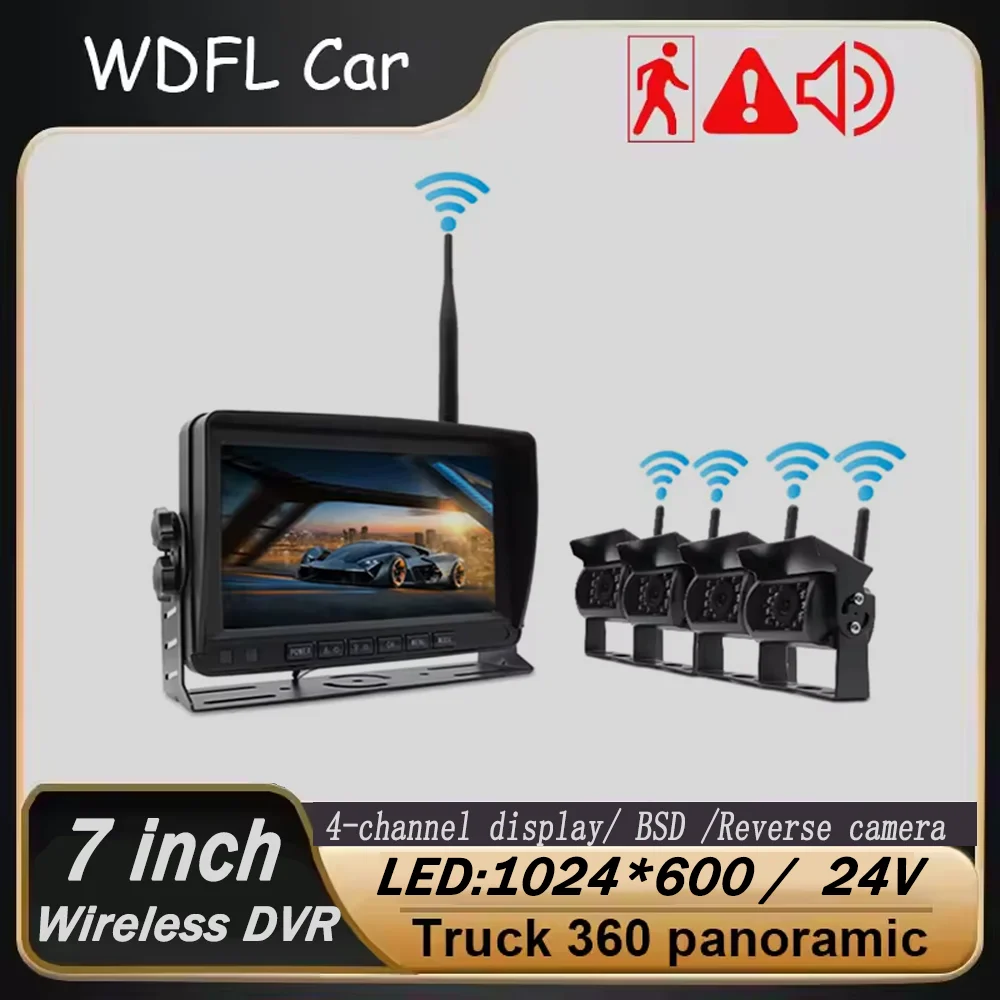 1280x720 High Definition AHD Wireless Truck DVR Monitor 7inch Night Vision Reverse Backup Recorder Wifi Camera BSD For Bus Car