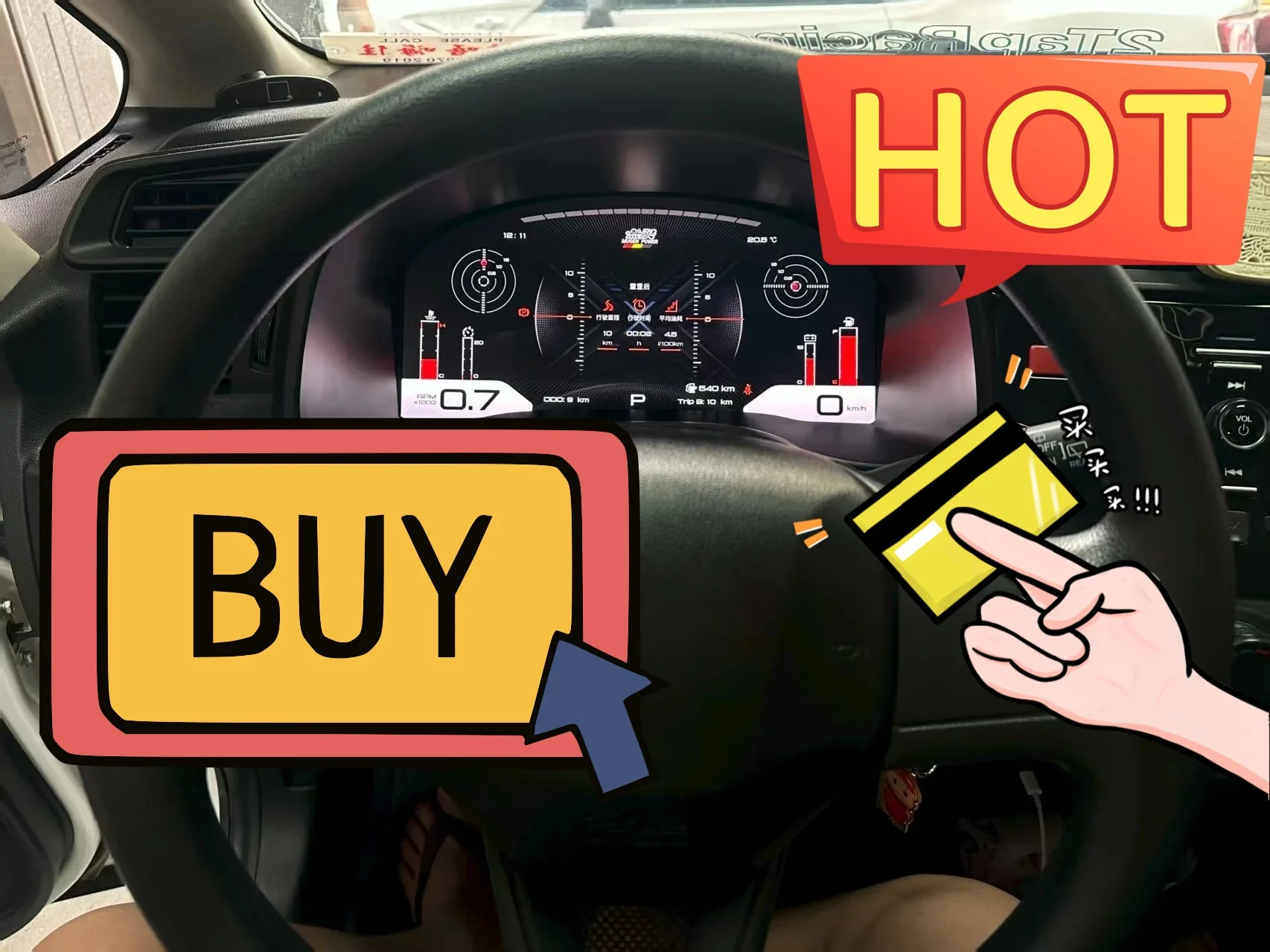 

12.3 inch Linux Car Digital Cluster For Honda Fit Jazz 2014-2020 Full LCD Speedometer Virtual Instrument Dashboard Panel Cockpit