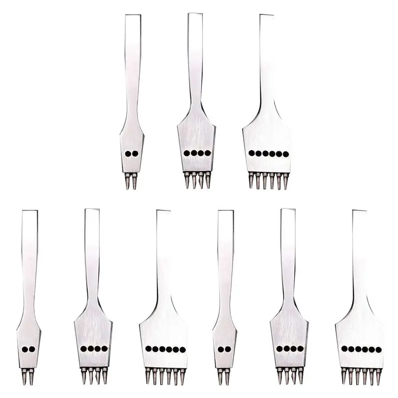 

A04G-9Pcs 4Mm Leather Craft Round Hole Leather Puncher Detachable Seam Punching Chisel Tool/Set