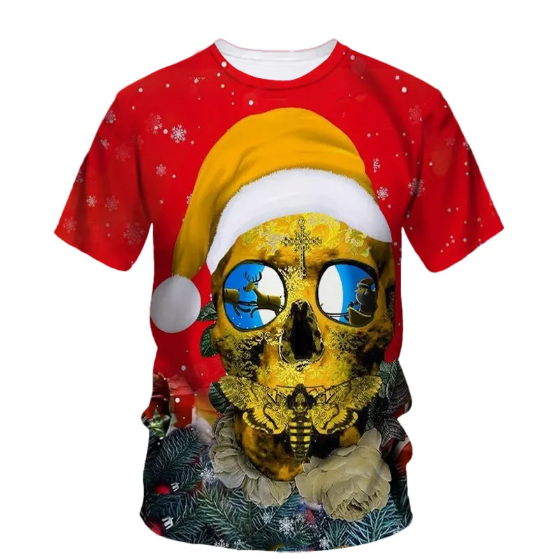 Fake Two Hip-Hop Annual Party Carnival Christmas Costumes Men\'s Wide Line T-Shirt Figure Interesting Innovative 3d Crewneck Top