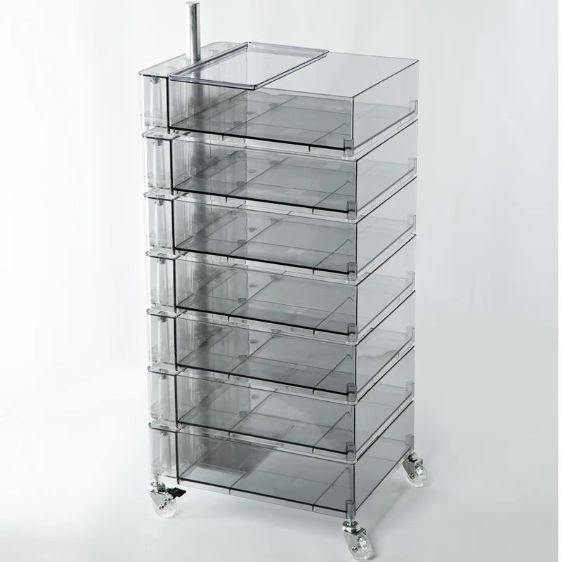 

Acrylic bedside table, simple and transparent rotating cabinet, small apartment mobile storage cabinet