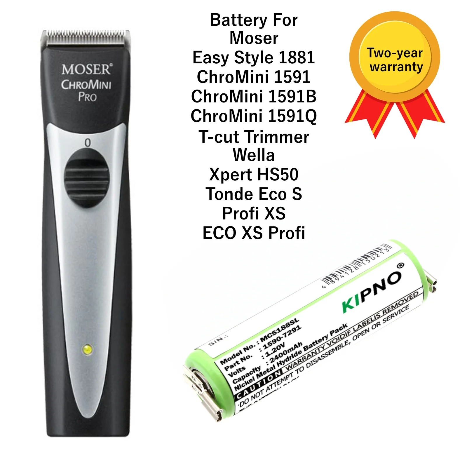 

2400Ah Battery for Moser 1590-7291 1852-7531 Wella KR-800 AAE Easy Style 1881 ChroMini 1591 1591B Xpert HS50 Tonde Eco S Profi