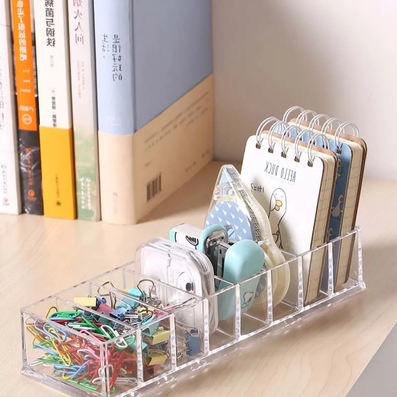 Transparent multi-functional drawer tidying up compartment storage box desktop data charging line earphone storage box dust coll