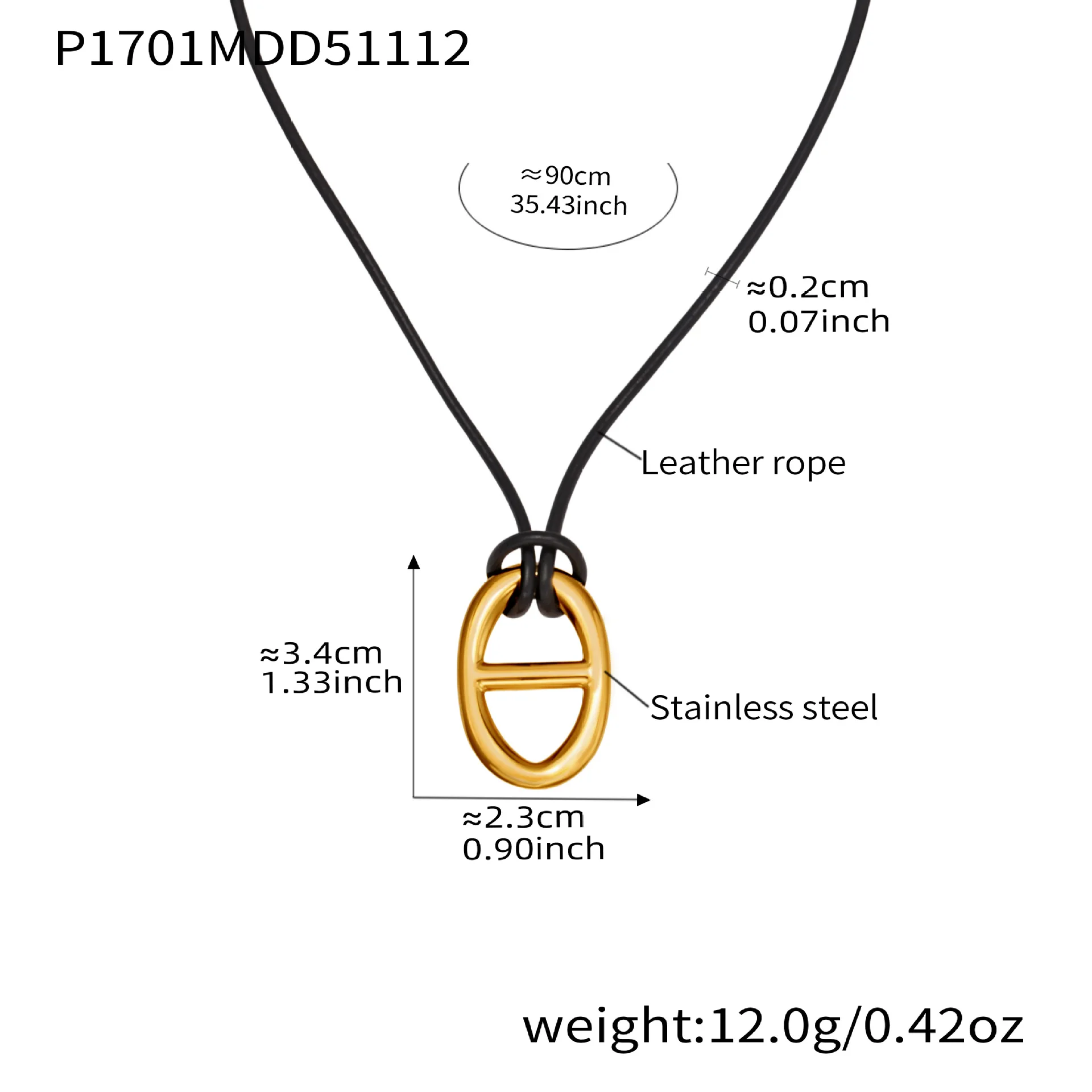 Halskette mit H-Buchstaben-Anhänger aus Edelstahl, 18 Karat vergoldet, Charm-Halskette mit PU-Seil, schwarze Lederseil-Halsketten für Frauen – Detail 8