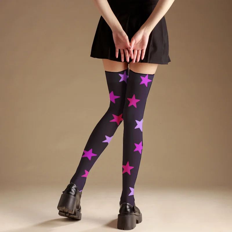 2025 Halloween Accessories  Lolita Printed Long Leg Over Knee Socks Paired with Lise Girls' Skirts Cute Pantyhose COS Bottom