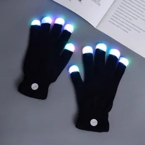 Fashion Hip Hop Party Led Rave Flashing Gloves 7 Colors Light Show LED Light up Mittens Finger Tip Lighting Luminous Gloves