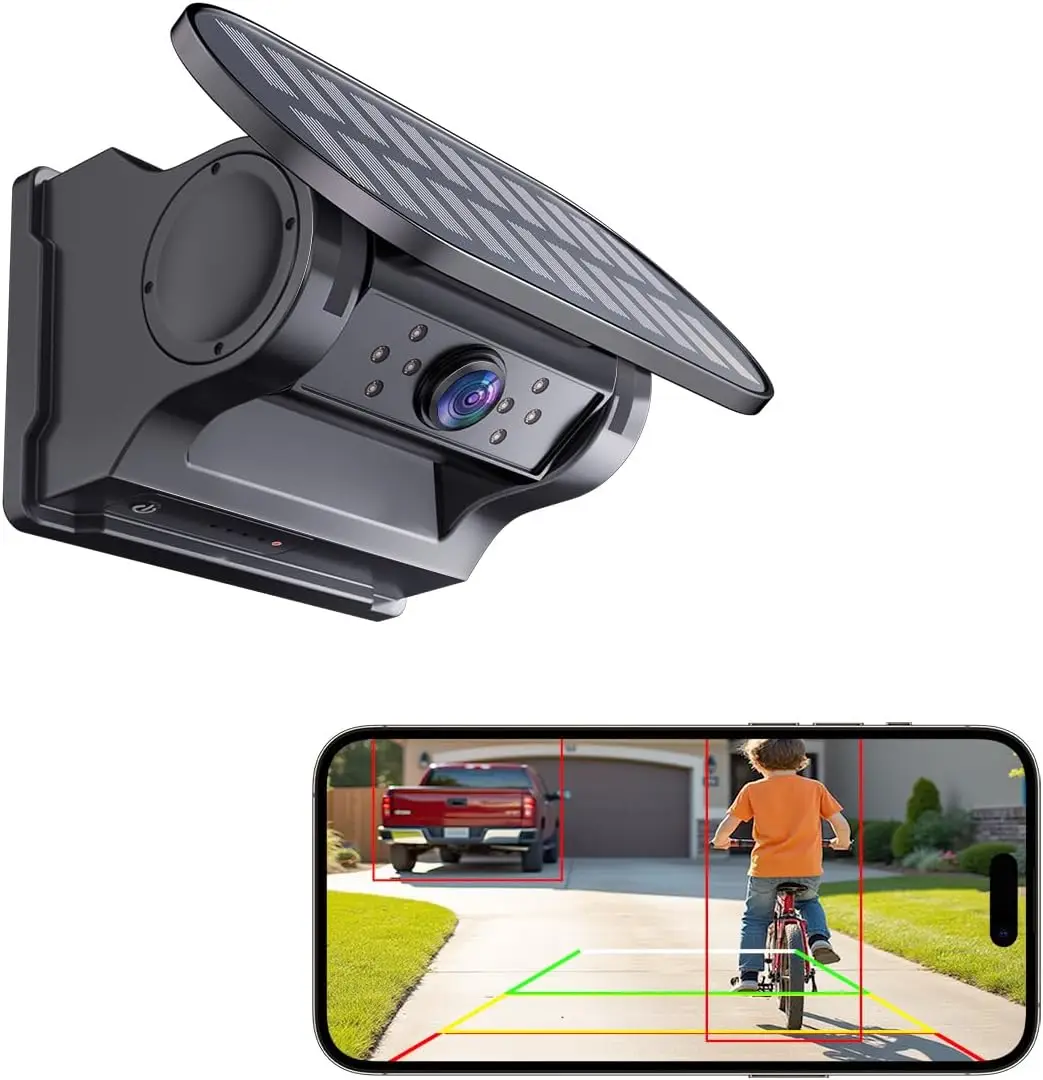 WiFi Magnetic Solar Wireless Backup Camera, 10000mAh Rechargeable 1080P Rear View Camera for Truck RV Trailer Car