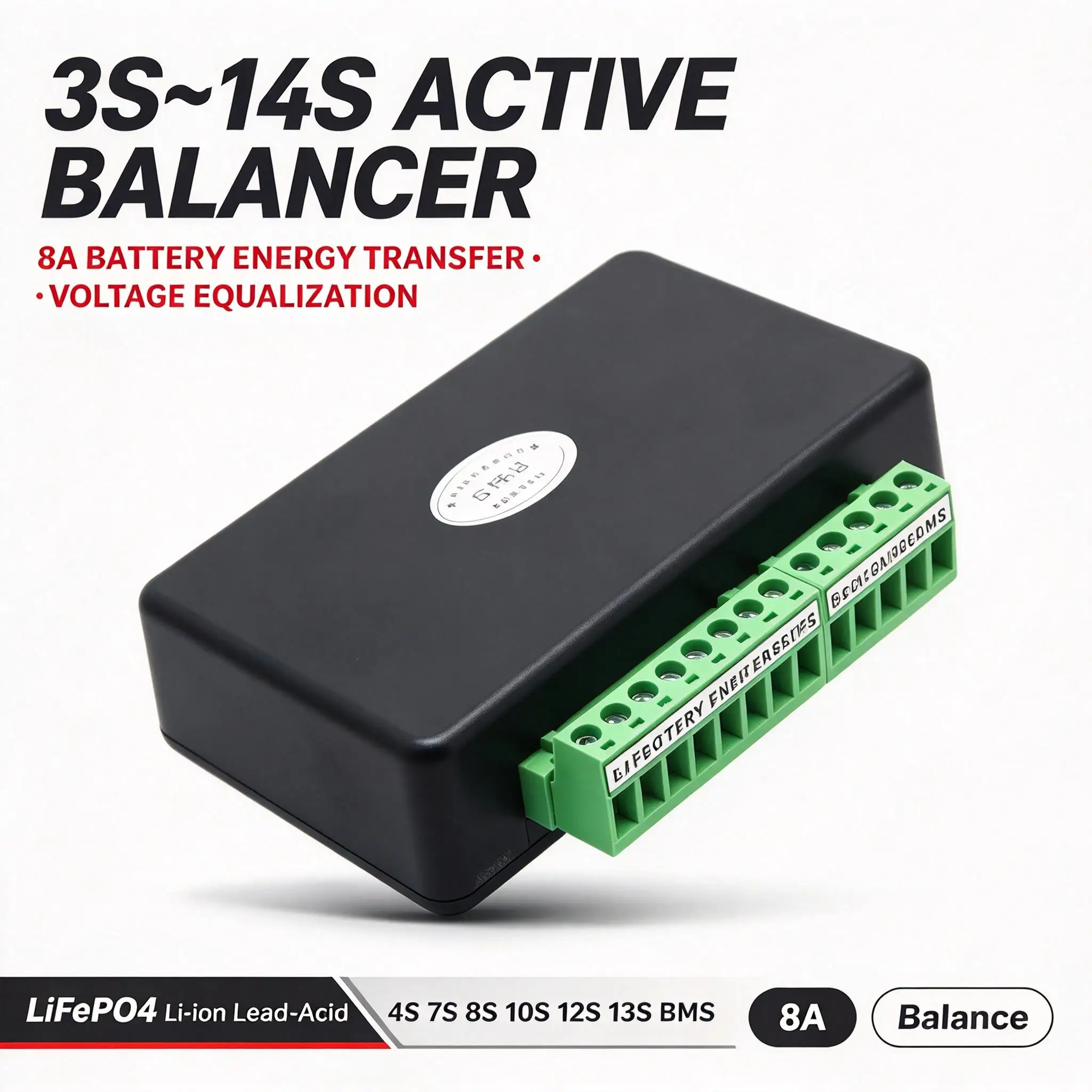 Égaliseur actif DYKB 14S 0-8A, carte d'équilibrage de tension 3S-14S Li-ion LiFePO4 LTO plomb-acide BMS, transfert d'énergie de batterie