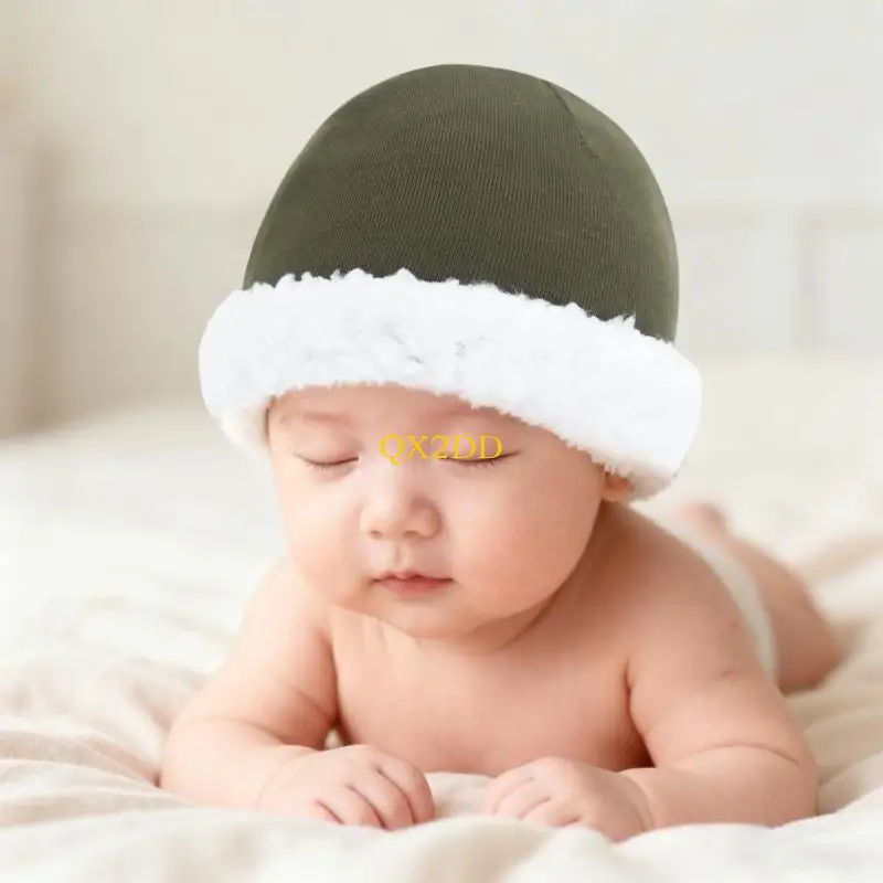 QX2D Lamb Fleece Infant Hat Warm Design Soft Breathable Hat for Newborn Headwear in Winter Season