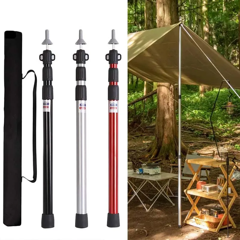 

Tarp Poles Heavy Duty Adjustable, Aluminum 230MM Tent Poles Lengthen and Thicken with Protection Cap Awning Poles for Hiking