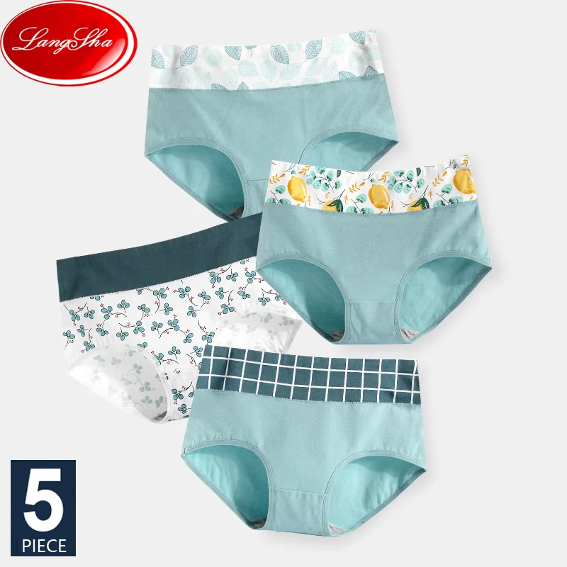 

5Pcs/Set High Waist Women Panties Soft Cotton Seamless Sexy Print Women Comfort Underwear Body Shaper Female Breathable Lingerie