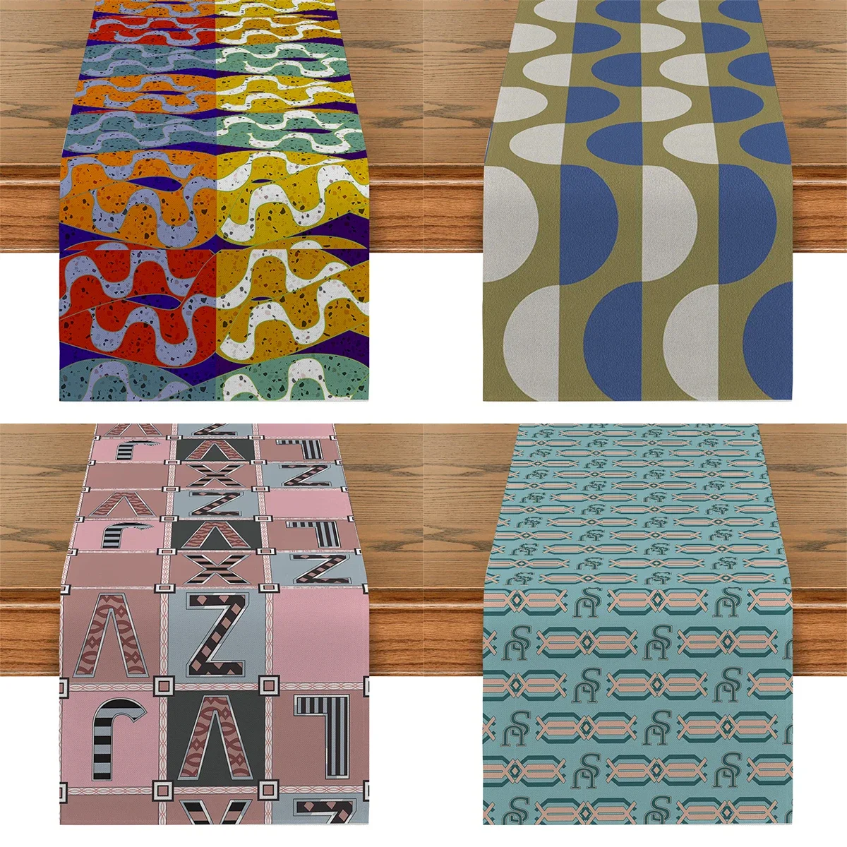 Geometric Style Table Flag Abstract Mashup Table Runner Holiday Party Alphabet Art Home Kitchen Tablets Aesthetically Decorated