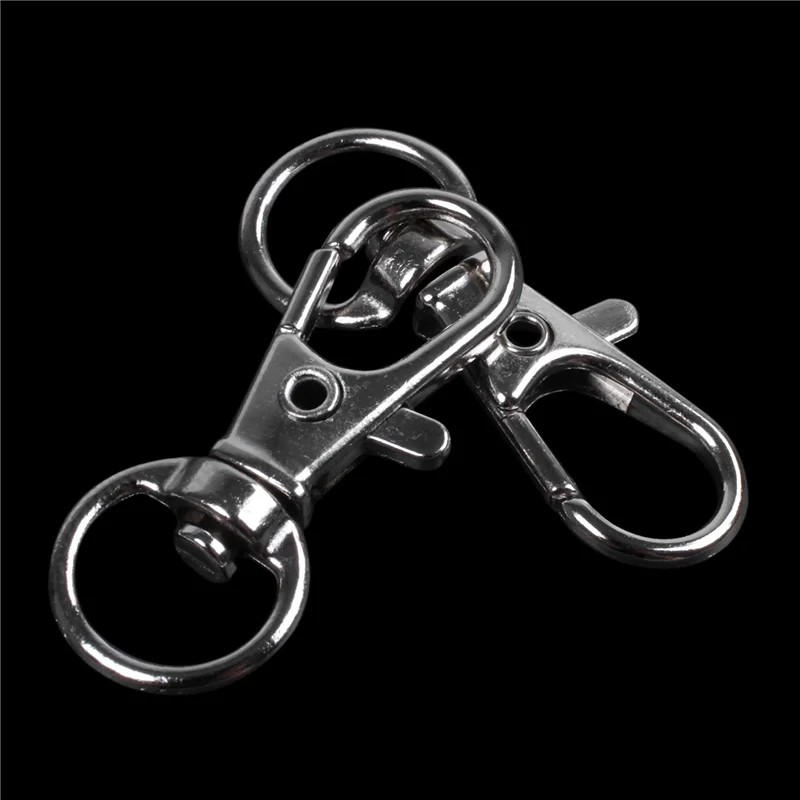 M11K-80Pcs Metal Clasp Swivel Trigger Clips Snap Hooks Key Ring Bags DIY Craft Silver
