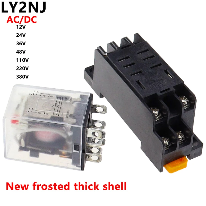 Zestaw wysokiej jakości 12V 24V DC 110V 220V przekaźnik zasilania cewki AC LY2NJ DPDT 8 Pin HH62P JQX-13F z podstawką