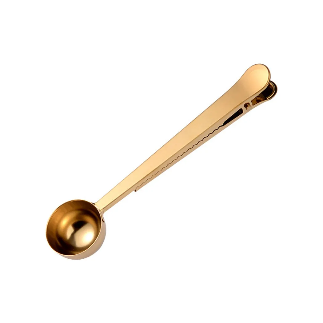 

Creative Sealed Spoon Coffee Clip Spoon Measuring Spoon Dual-use Black Gold Portable Rose Gold Stainless Steel