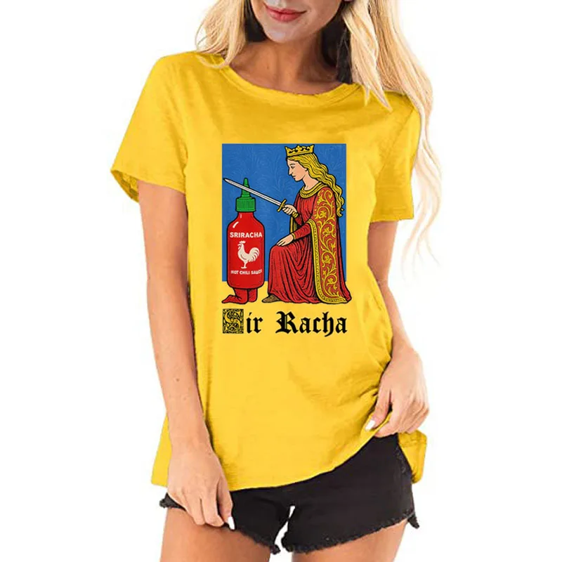 Lustiges Hot Sauce Art T-Shirt Vintage Humor Sriracha Hot Chili Sauce Grafik Outfit Neuheit Geschenk Y2k Design Kurzarmblusen