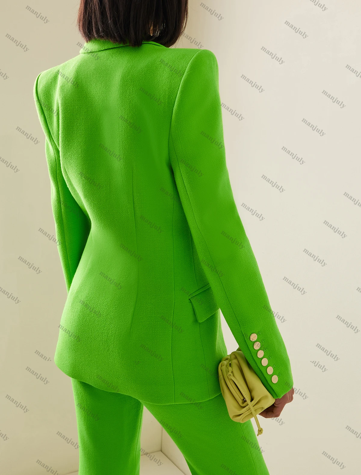 Imagem -04 - Blazer de Lapela Casual Feminino Ternos Personalizados de Baile de Formatura Celebridade Jaqueta de um Botão Tapete Vermelho Verde Peças