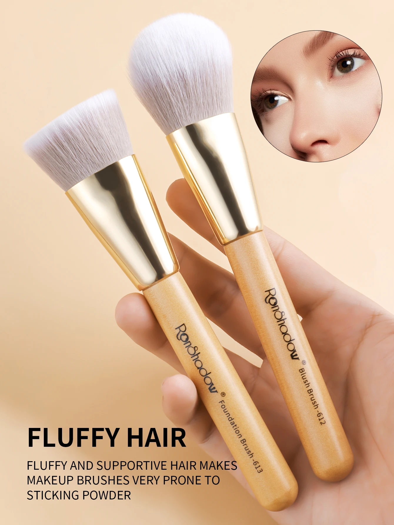 2PCS Wooden Handle Makeup Brush set Soft Fluffy Professiona Cosmetic Foundation Powder Eyeshadow Kabuki Blending powder blusher