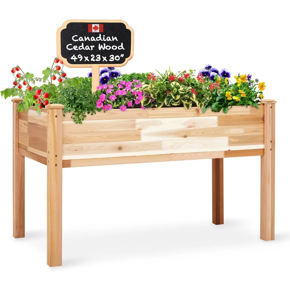 Raised Canadian Cedar Garden Bed | for Growing Fresh Herbs, Vegetables, Flowers, Succulents, Elevated Wood Planter