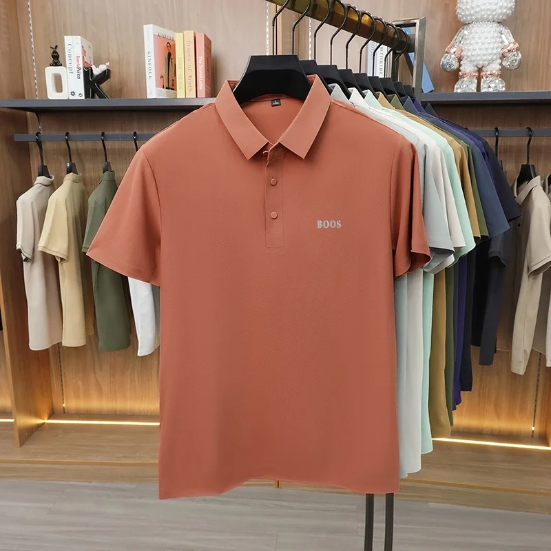 Sommermode Herren Kurzarm-Poloshirt mit Kragen, Knöpfen und Buchstabenprägung, Lässig, Atmungsaktiv, Minimalistisch, Einfarbig, Herrenbekleidung – Detail 21