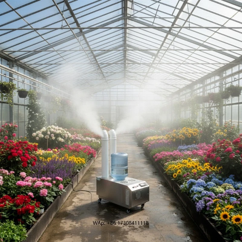 Smart 304 Stainless Steel Ultrasonic Humidifier for Greenhouses - Auto-Humidity Sensor & Programmable Timer