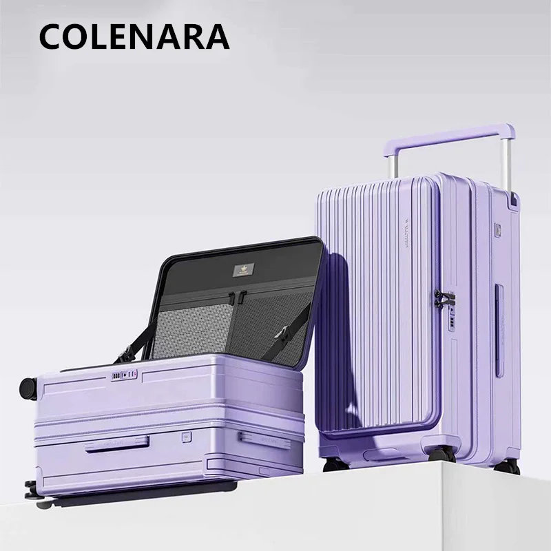 

COLENARA Suitcase on Wheels Suitcase USB Charging Boarding Box Student Trolley Case 20"24"26 Inch Women's Laptop Luggage